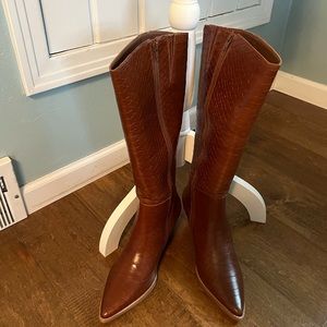 Anthropologie Matisse Truvie Croc Boots size 8.5 Tobacco Brown